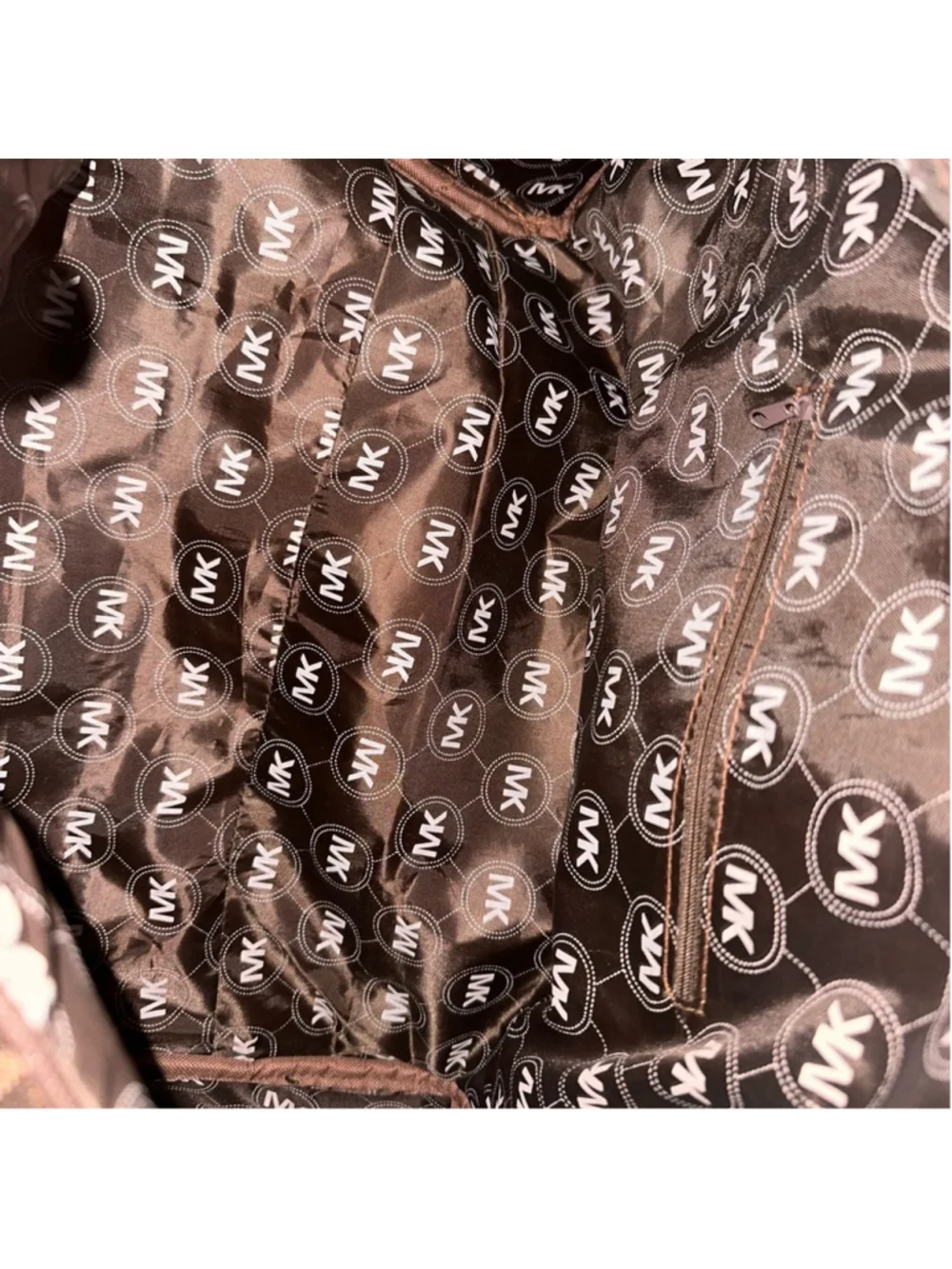 Michael Kors brown Monogram duffel bag - Picture 11 of 12
